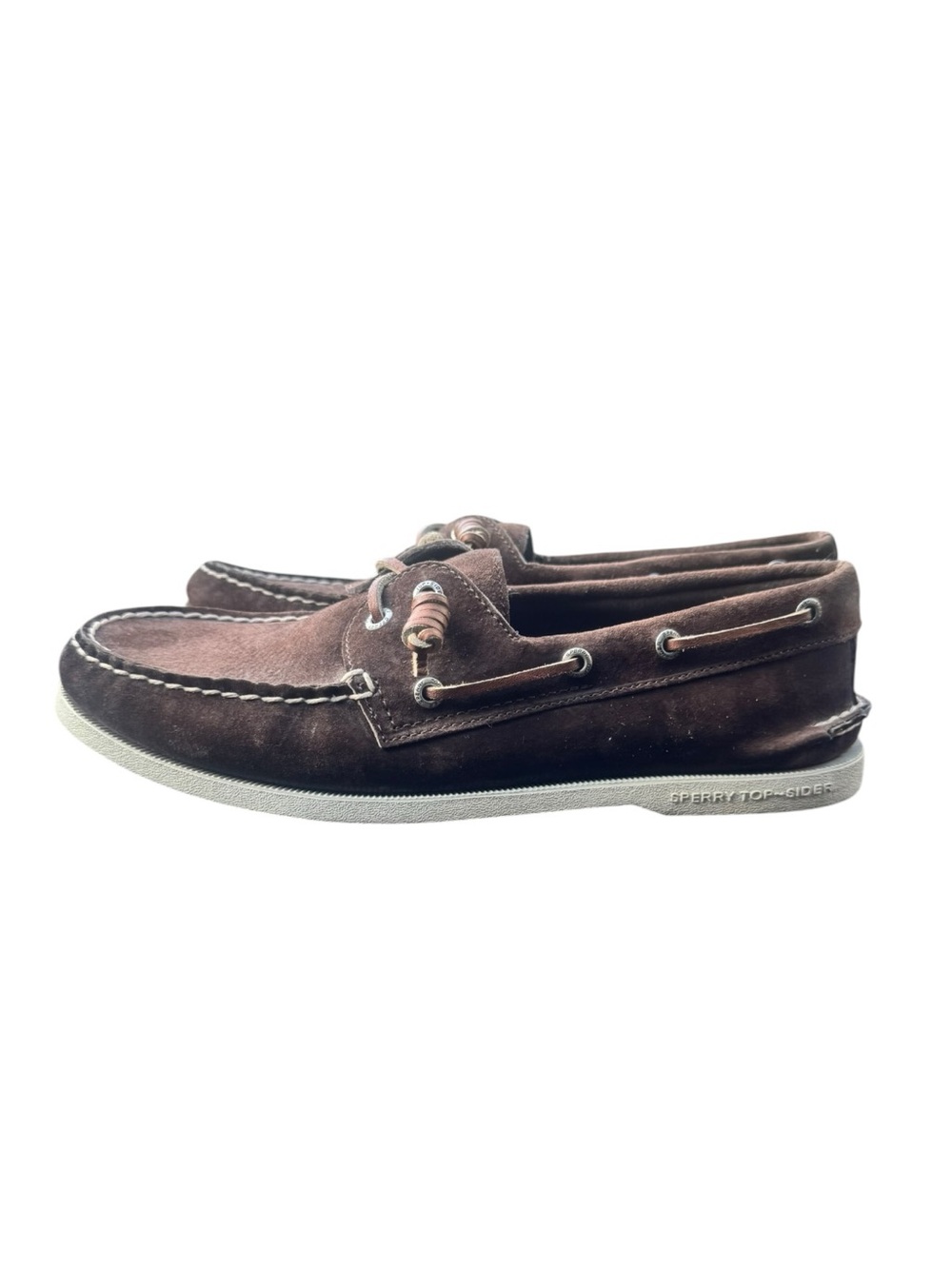 Sperry Top-Sider Brown Suede Boat Shoes Men’s 10.5 Leather Moc Loafers GUC